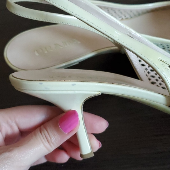Prada Kitten Slingback Heels (Ivory color) - Picture 4 of 4